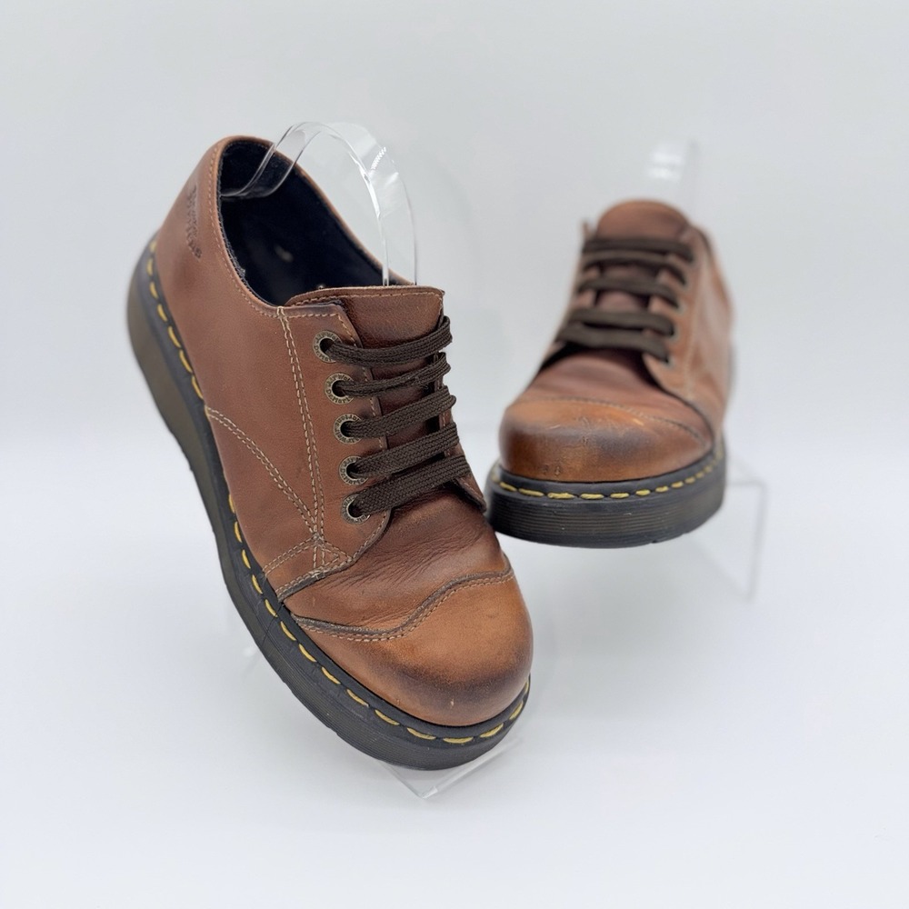 RARE Dr Martens Platform Oxford Shoes Brown Leather UK 7 US 7.5 Docs 0200229618